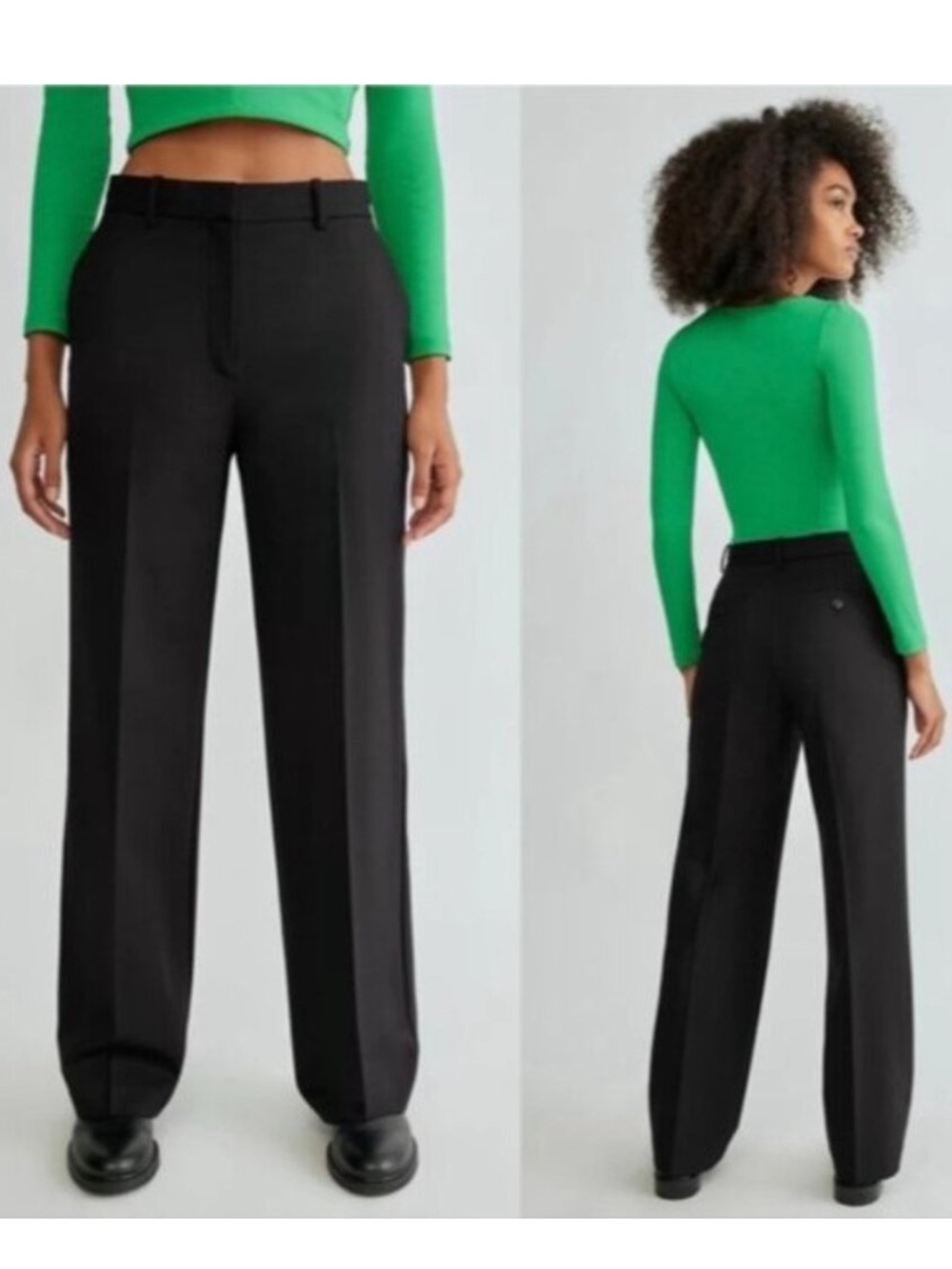 BABATON Agency Pant Wool Wide Leg Flare Trouser Black size 10 Aritzia